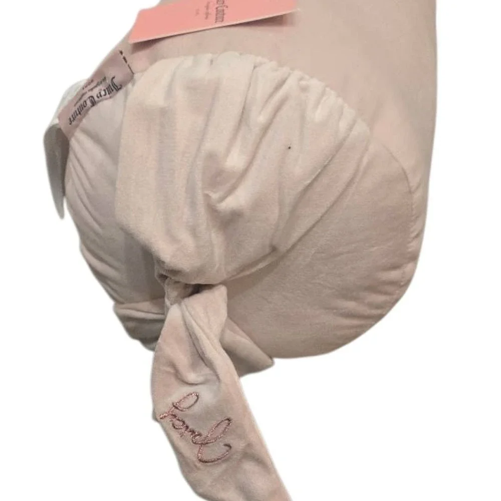 Juicy‎ Couture Home Signature Logo Bow Velour Bolster Decorative Pillow- Pink